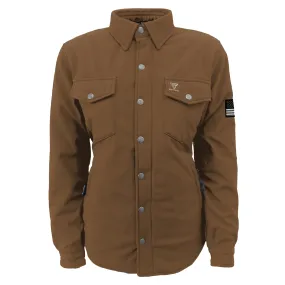 Protective SoftShell Winter Jacket for Women – Light Brown Matte with Pads