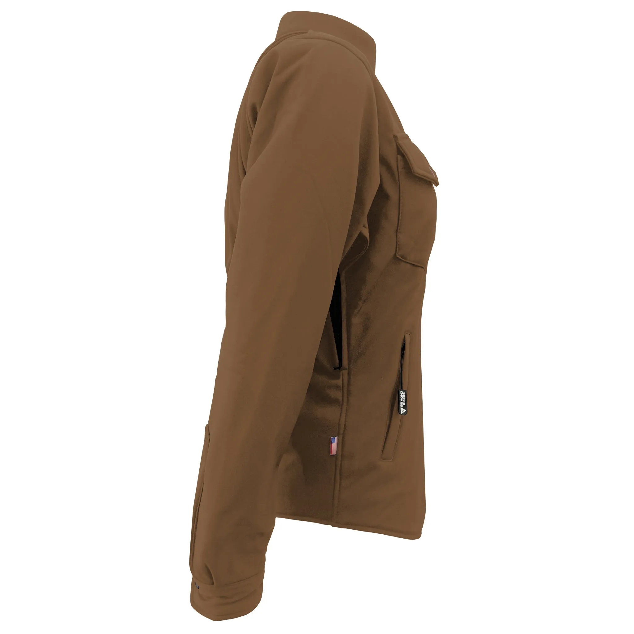 Protective SoftShell Winter Jacket for Women – Light Brown Matte with Pads