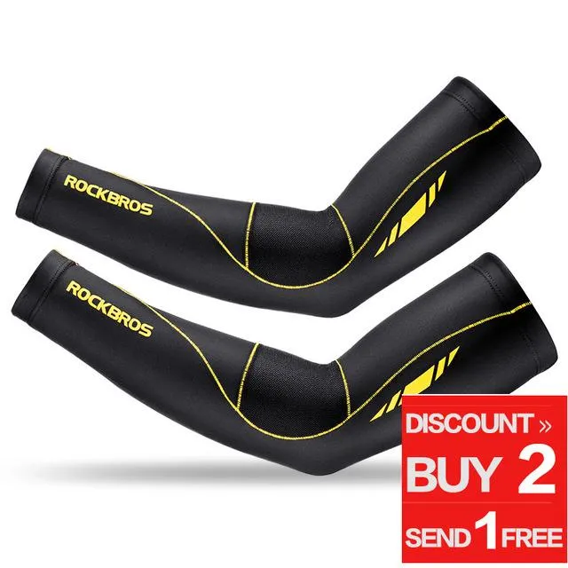 ROCKBROS Cycling Ice Fabric Running Camping Arm Warmers Basketball Sleeve Arm Sleeve Outdoor Sports Sleeves Summer Safety Gear