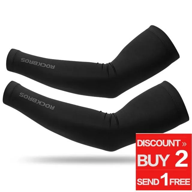 ROCKBROS Cycling Ice Fabric Running Camping Arm Warmers Basketball Sleeve Arm Sleeve Outdoor Sports Sleeves Summer Safety Gear