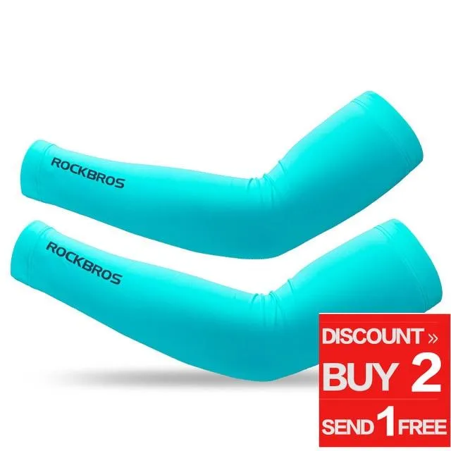 ROCKBROS Cycling Ice Fabric Running Camping Arm Warmers Basketball Sleeve Arm Sleeve Outdoor Sports Sleeves Summer Safety Gear