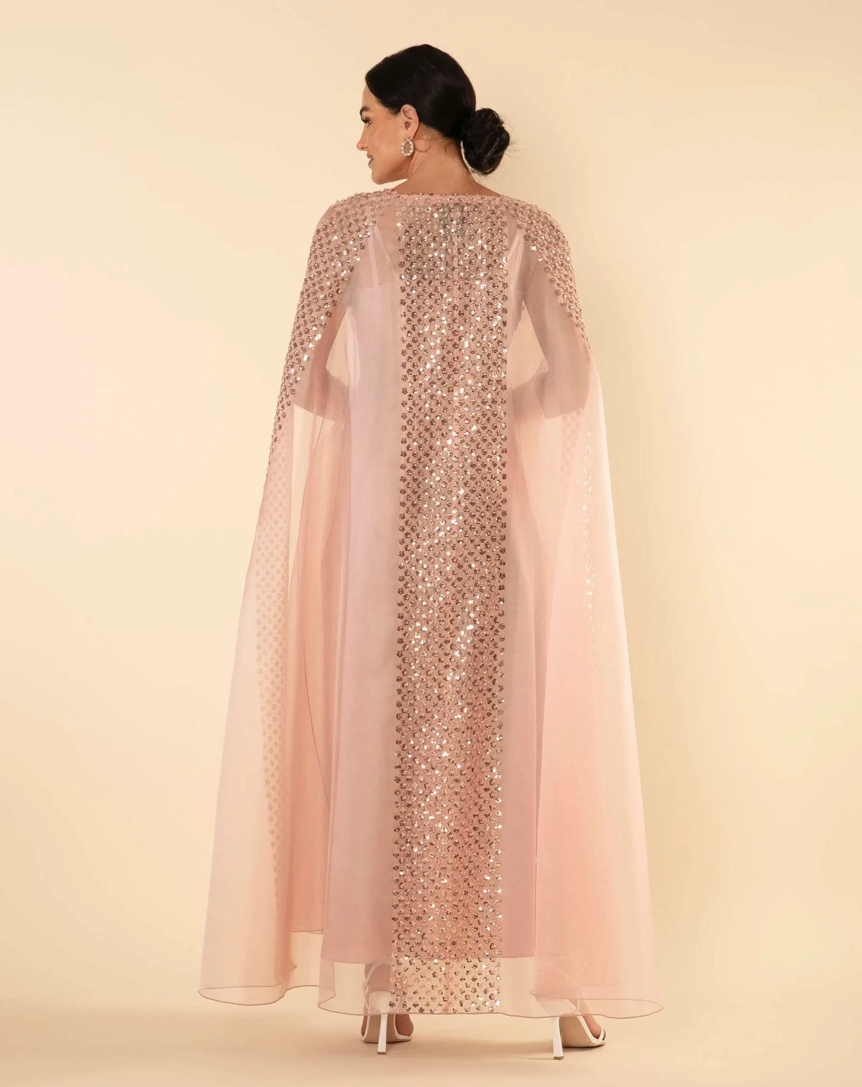 SEQUIN EMBELLISHMENTS CAPE IN PINK