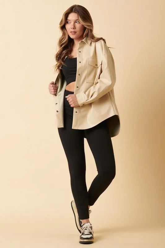 Tan Leather Shacket