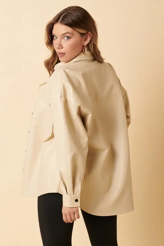 Tan Leather Shacket