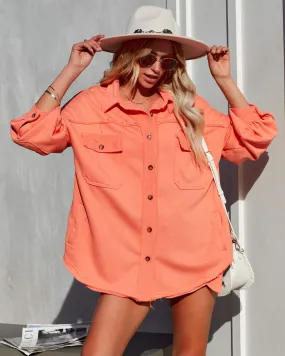 TastyHottie - Charleigh Cotton Blend Pocketed Shacket - Orange