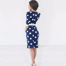 VenusFox Women Polka Dot Vintage Bodycon Dress